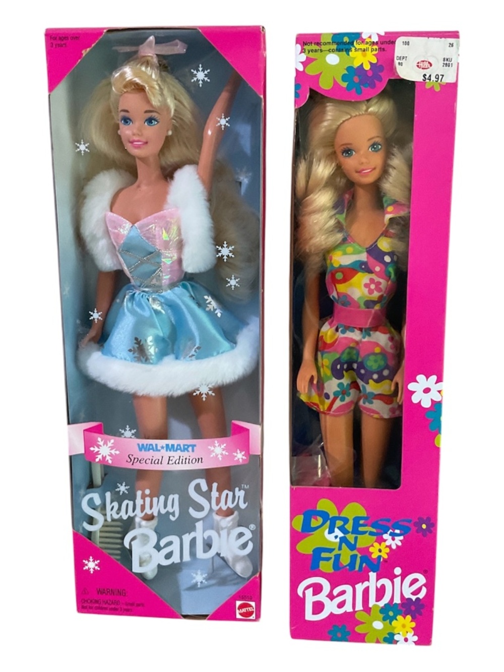 Barbie  Walmart Special Edition Skating Star  & Dress 'N Fun Barbie Set of 2